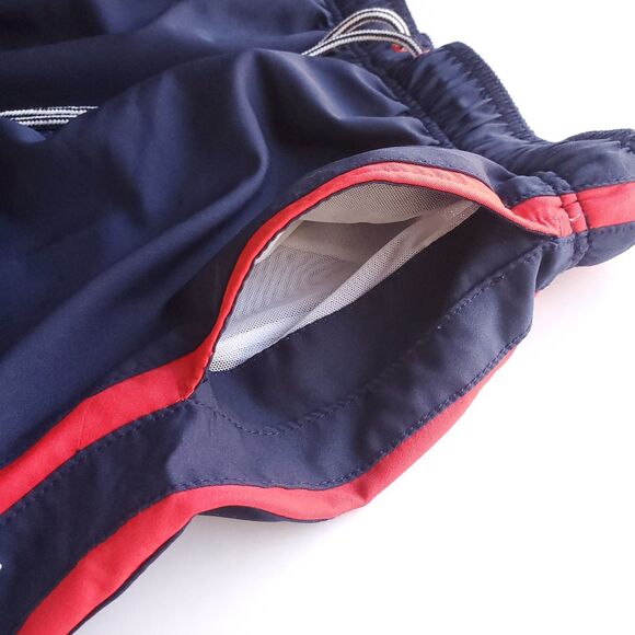 Speedo Swim Trunks Mens S Navy Blue Red 28" Waist Lined Pockets Retro Stripe - Picture 9 of 14